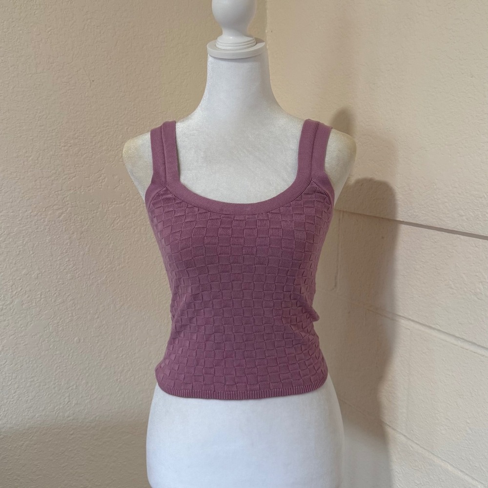 Abercrombie & Fitch Tank Top Women XS Mauve‎ Purple Knit Checkerboard Preppy
